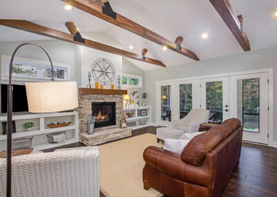 Lowell House Living Area and Fireplace